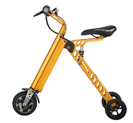 Sepeda Lipat Kuning Bermotor / Sepeda Lipat Terkecil Tertanggung Baterai Dibantu