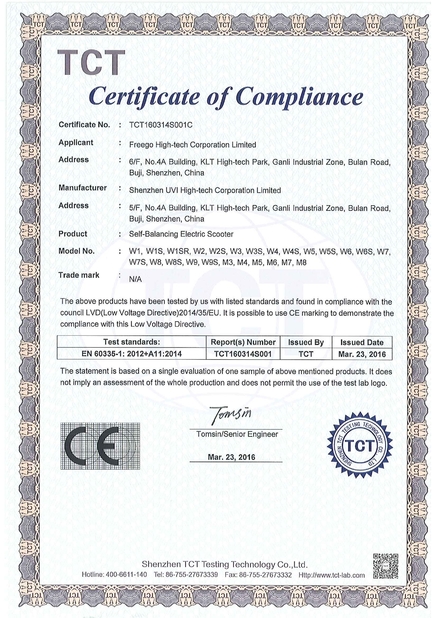 Cina Freego High-Tech Corporation Limited Co., Ltd. Sertifikasi